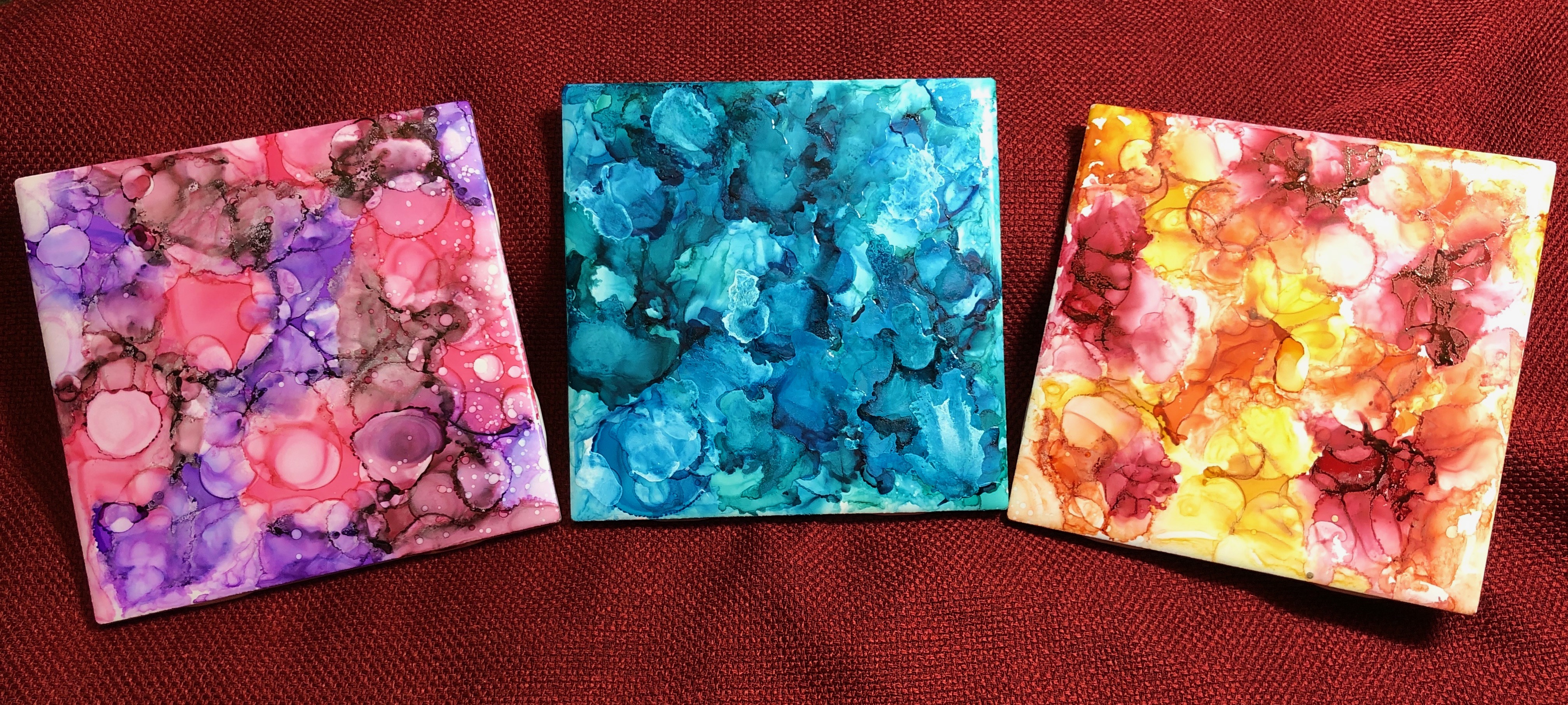 Alcohol Ink Coasters by Guest Artist Roxanne Gibbons